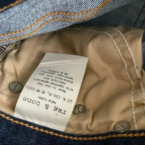 Rag & Bone High-Rise Mad River Tux Glossy Side-Stripe Ankle Skinny Jeans 24 - Picture 10 of 12